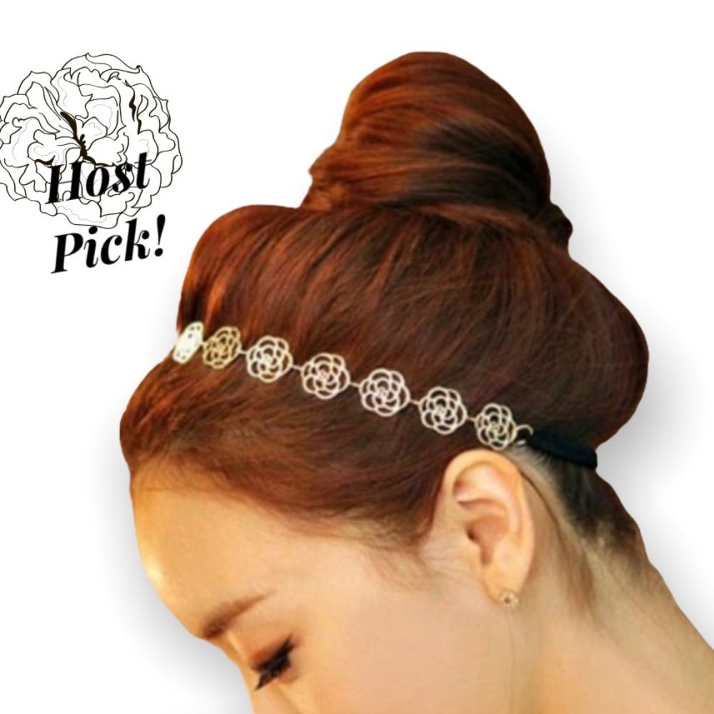 ✨HP!✨ Gold Flower Metal Headband - Picture 1 of 5
